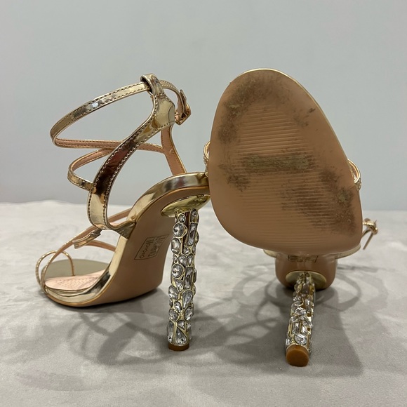Azalea Wang Strappy Gold Stilettos with Bling Heel Size 8 ✨ - Picture 5 of 8